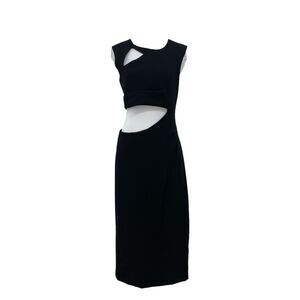 BCBGMaxAzria Dress Womens 8 Black Crepe Cut Out Open Back Back Zip Lined Maxi